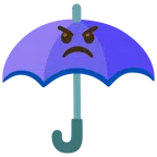 guarda-chuva + rosto zangado