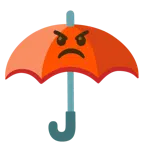 guarda-chuva + rosto furioso