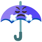 guarda-chuva + rosto soltando vapor pelo nariz