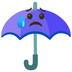 guarda-chuva + rosto triste, mas aliviado