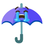 guarda-chuva + rosto chorando aos berros