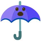 guarda-chuva + rosto com boca aberta