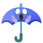 guarda-chuva + rosto gritando de medo
