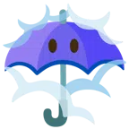 guarda-chuva + rosto nas nuvens
