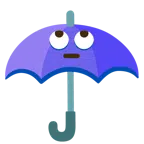 guarda-chuva + rosto com olhos revirados