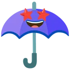 guarda-chuva + rosto com olhar maravilhado