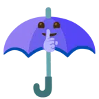 guarda-chuva + rosto fazendo sinal de silêncio