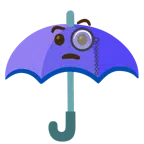 guarda-chuva + rosto com monóculo