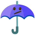 guarda-chuva + rosto com boca diagonal