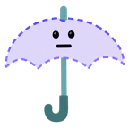 guarda-chuva + rosto com linha pontilhada