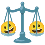 bilancia a doppio piatto + faccina con un gran sorriso