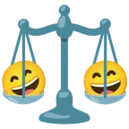 bilancia a doppio piatto + faccina con sorriso e occhi sorridenti