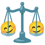 bilancia a doppio piatto + faccina con occhi sorridenti