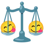 bilancia a doppio piatto + faccina che si lecca i baffi