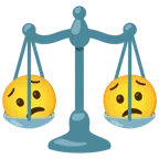 bilancia a doppio piatto + faccina preoccupata