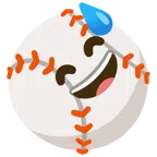 palla da baseball + faccina con sorriso e goccia di sudore