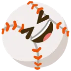palla da baseball + sorriso a bocca aperta con occhi chiusi