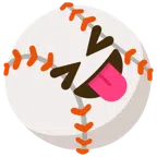palla da baseball + faccina che strizza gli occhi e mostra la lingua