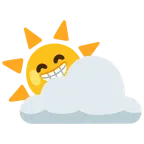 Sonne hinter Wolke + strahlendes Gesicht mit lachenden Augen