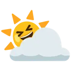 Sonne hinter Wolke + Grinsegesicht mit zugekniffenen Augen