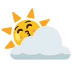 Sonne hinter Wolke + küssendes Gesicht mit geschlossenen Augen