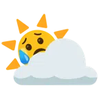 Sonne hinter Wolke + trauriges aber erleichtertes Gesicht