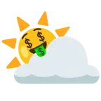 Sonne hinter Wolke + Gesicht mit Dollarzeichen