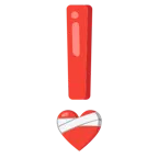 rotes Ausrufezeichen + Herz mit Verband