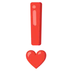 rotes Ausrufezeichen + rotes Herz