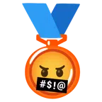 medaglia d’oro + faccina con simboli sulla bocca
