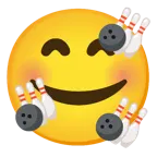 وجه مبتسم مع ثلاثة قلوب + بولينغ