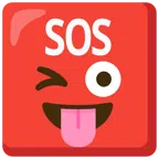 pulsante SOS + faccina che fa l’occhiolino e mostra la lingua