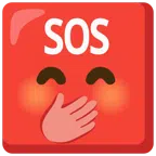 pulsante SOS + faccina con mano sulla bocca