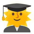 Sonne mit Gesicht + Doktorhut