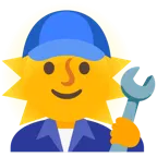 Sonne mit Gesicht + Hammer und Schraubenschlüssel
