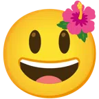 flor de hibisco + cara sonriendo con ojos grandes