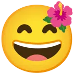 flor de hibisco + cara sonriendo con ojos sonrientes
