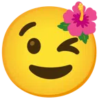 flor de hibisco + cara guiñando el ojo
