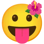 flor de hibisco + cara sacando la lengua