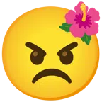 flor de hibisco + cara enfadada