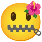 flor de hibisco + cara con la boca cerrada con cremallera