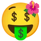 flor de hibisco + cara con lengua de dinero