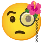 flor de hibisco + cara con monóculo