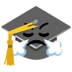 chapéu de formatura + rosto soltando vapor pelo nariz