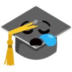 chapéu de formatura + rosto sonolento