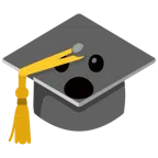 chapéu de formatura + rosto com boca aberta