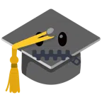 chapéu de formatura + rosto com boca de zíper