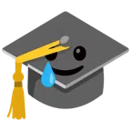 chapéu de formatura + rosto sorridente com lágrima