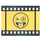 pellicola cinematografica + faccina che fa l’occhiolino e mostra la lingua