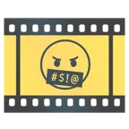 pellicola cinematografica + faccina con simboli sulla bocca